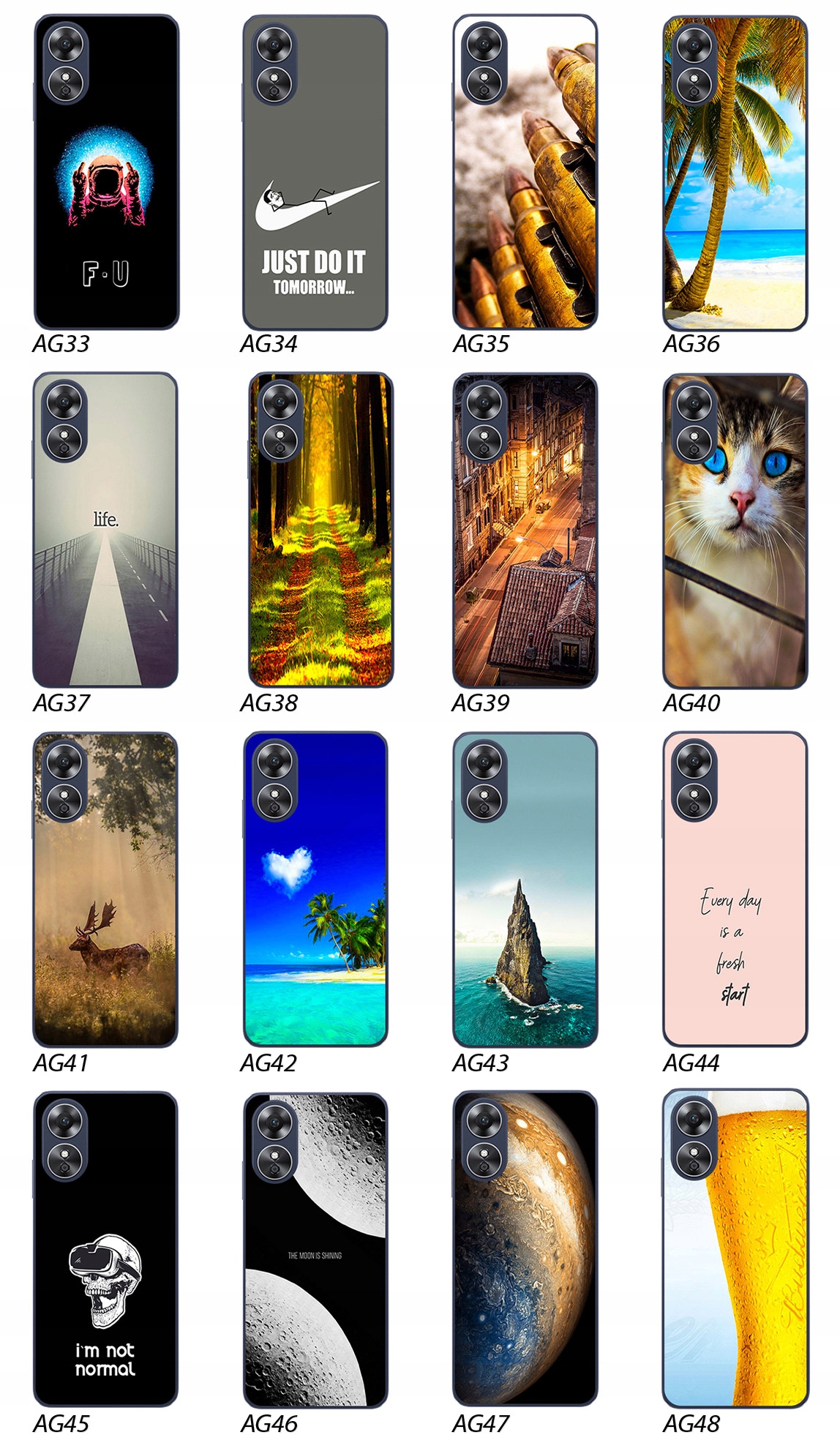 ETUI PLECKI FOTO Case OBUDOWA Pokrowiec JAKOŚĆ WZORY SZKŁO 9H do Oppo A17 Marka Inna