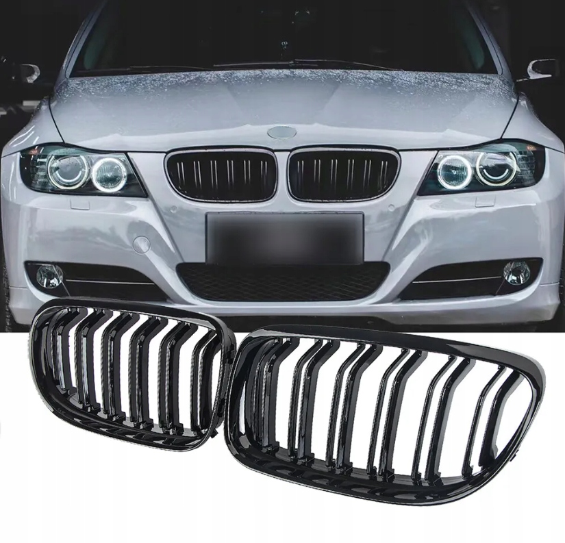 Ledvinový gril nárazníku Černý lesk pro Bmw E90 E91 LCI lifting 2008-2013