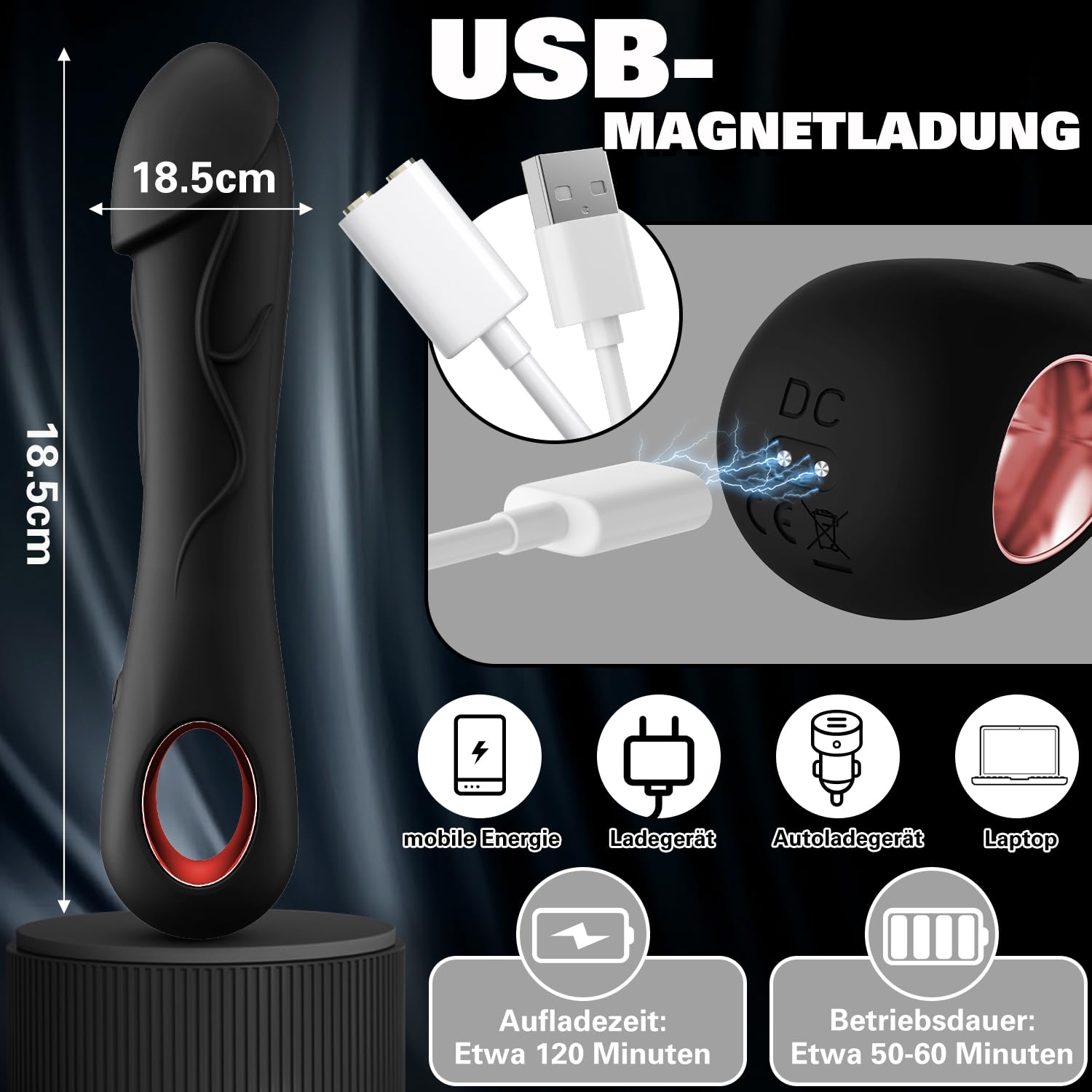 SILIKON Klasyczny Wibrator Dla Kobiet Cichy Realistyczny Dildo 10 Trybów — miniatura 7