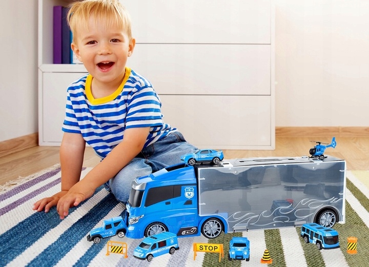 LAWETA CIĘŻARÓWKA POLICJA POJAZDY AUTA ŚMIGŁOWIEC PREZENT DZIECKA NA ŚWIĘTA EAN (GTIN) 8056021993823