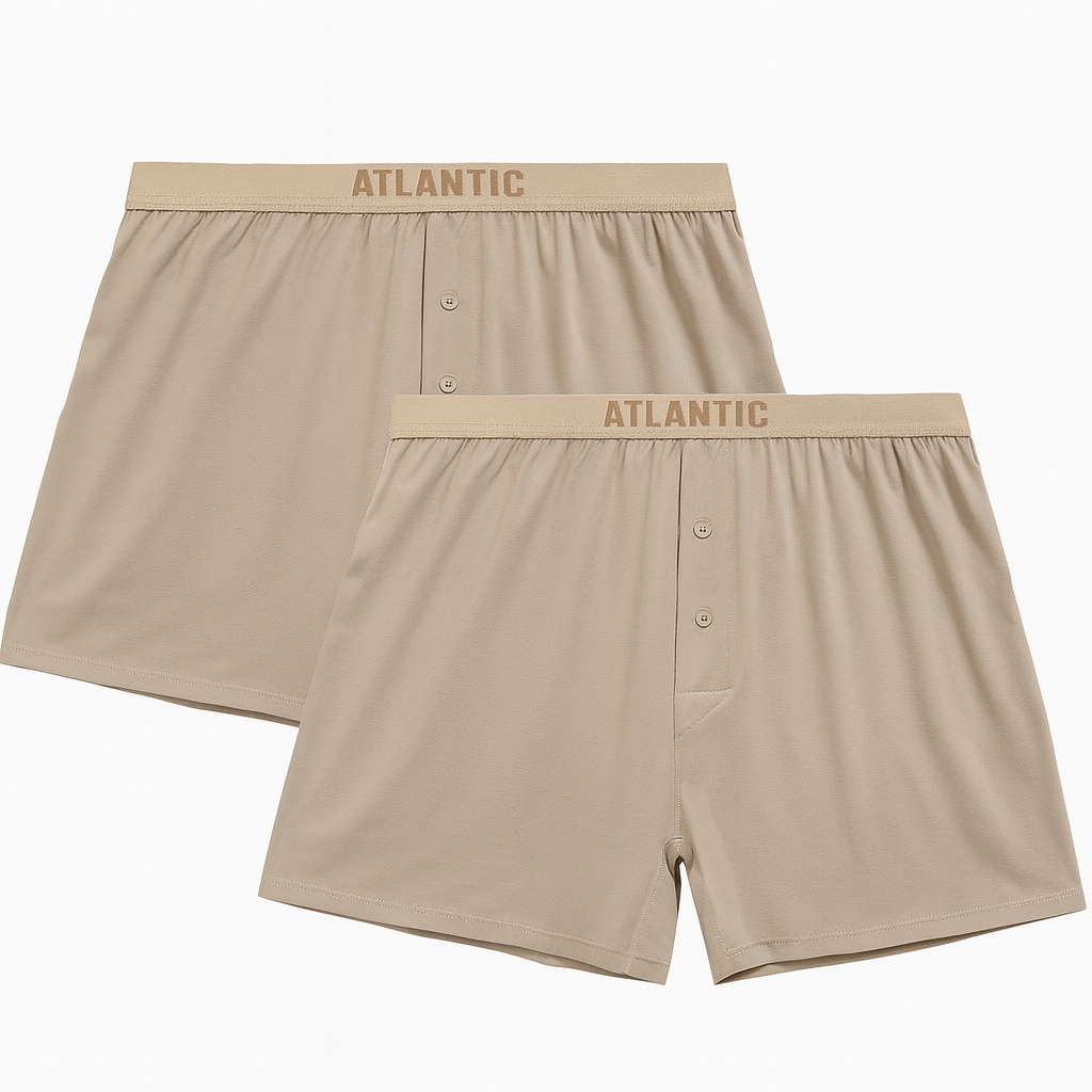 Bokserki Męskie Atlantic 2BMB-005 modal beż 2PAK L