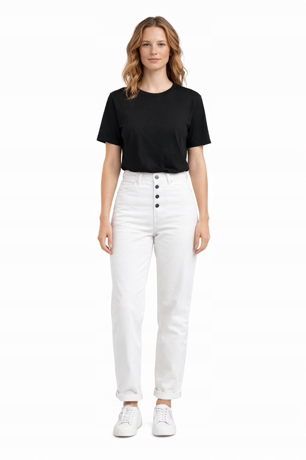Calvin Klein Jeans Bílé Džíny S Vysokým Pasem A Knoflíky 26/30 I4C