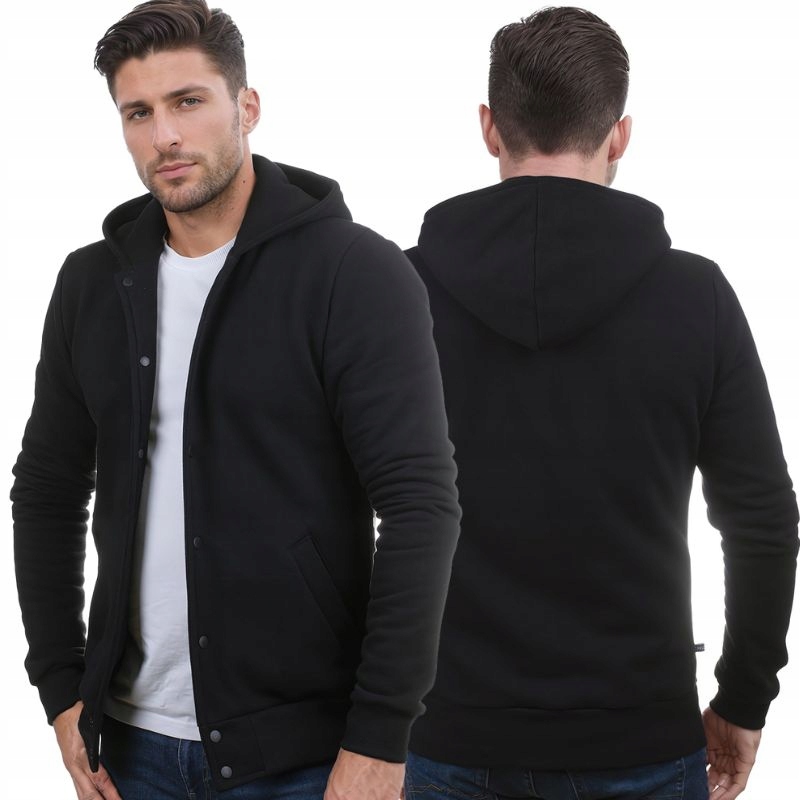 Černá mikina s baseballová mikina pro muže s kapucí – Lamon Premium – XXL