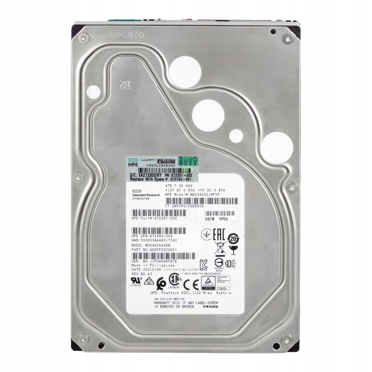Hp 872291-002 4TB 7.2K 128MB SAS-3 3.5'' MB004000JWVP