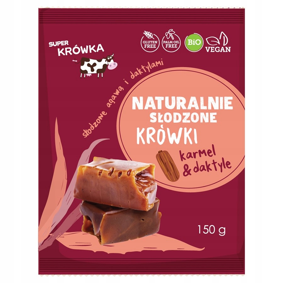 Levně 4x Kravička Bonbóny Krówki slazené Agáve & Daktylem B/c Bio 150g