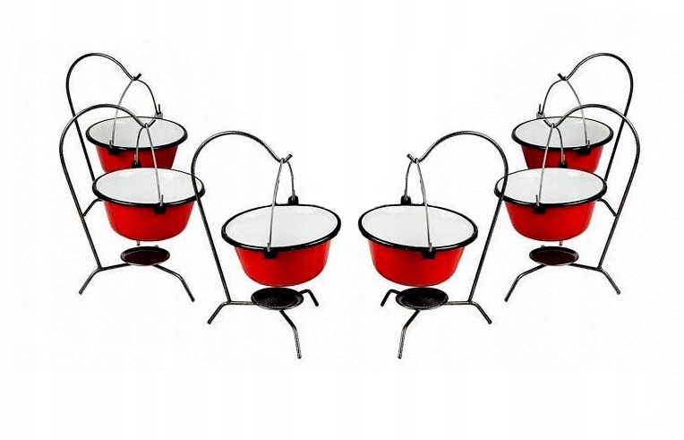 Mini kotlík maďarský 0,8 l gulášový ohřívač na stůl 6 x červený