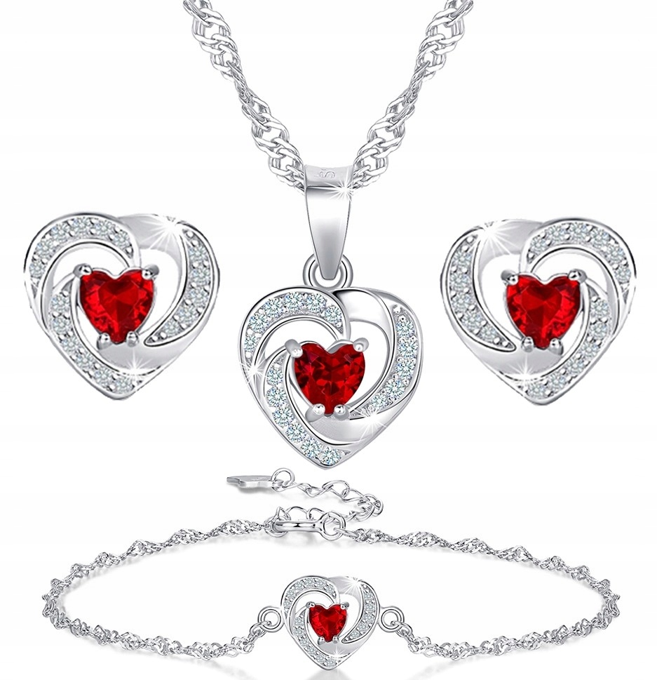 Sada stříbrných šperků srdce ke Dni matek, sada šperků stříbro 925