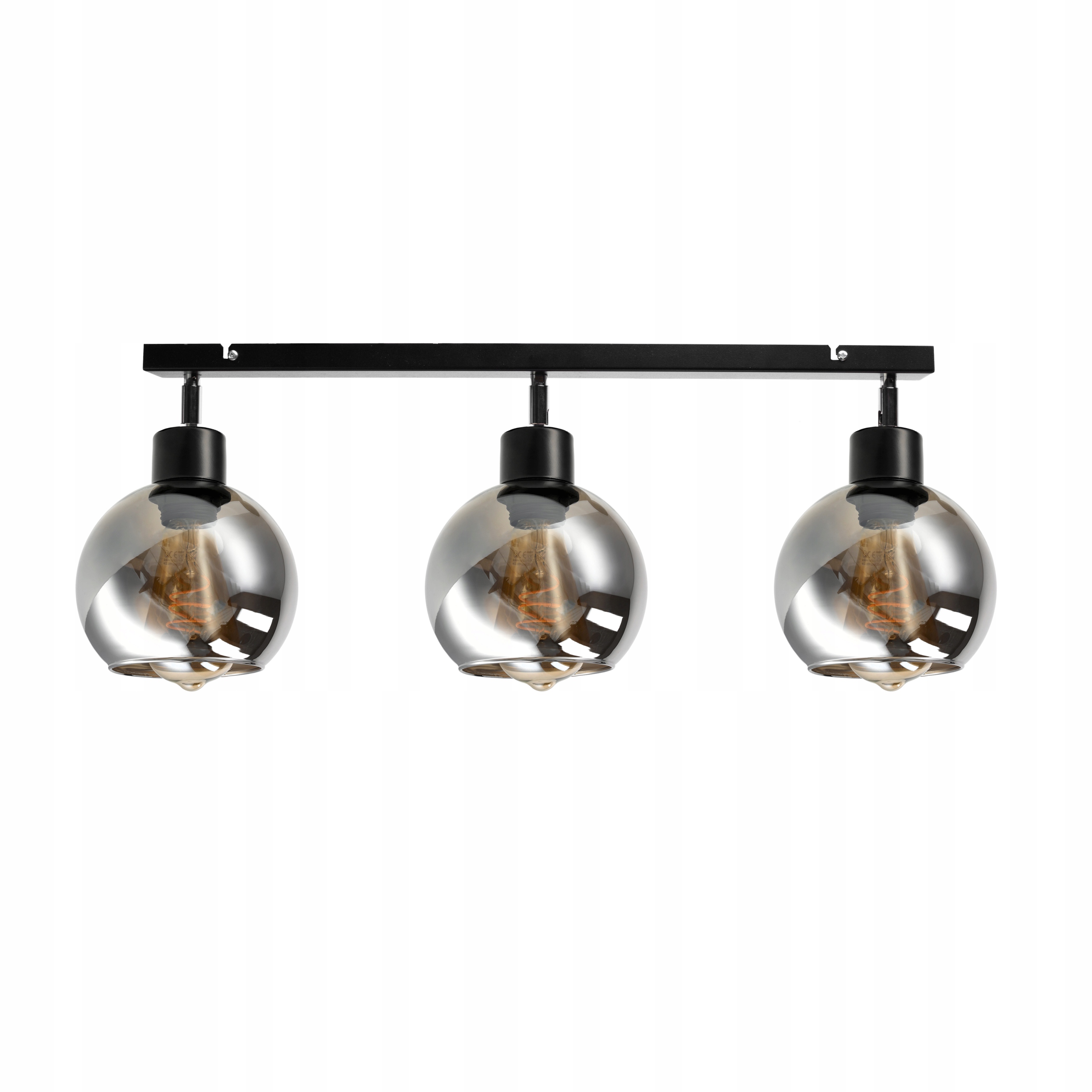 Lampa Sufitowa Led Żyrandol Regulowana 3x E27 Szklana Kula Przydymiona