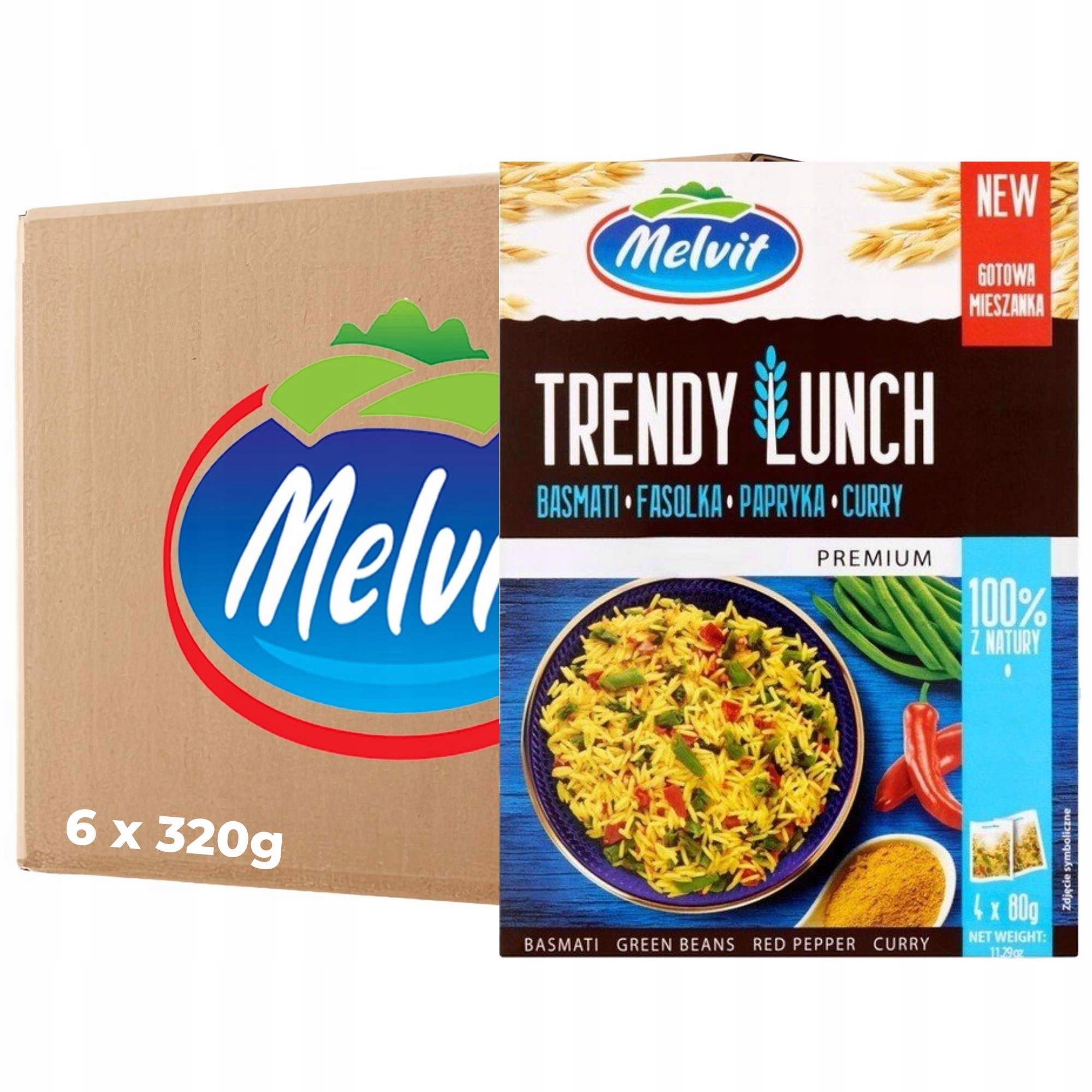Levně Melvit Premium Trendy Lunch basmati fazole paprika kari 320 g (4 x 80 g)
