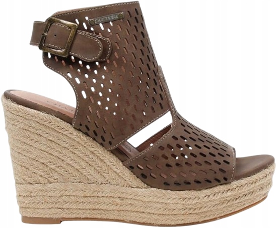 Chattawak Sandály S Prolamovanou Sponou Na Klínku Hnědé 40 J_a