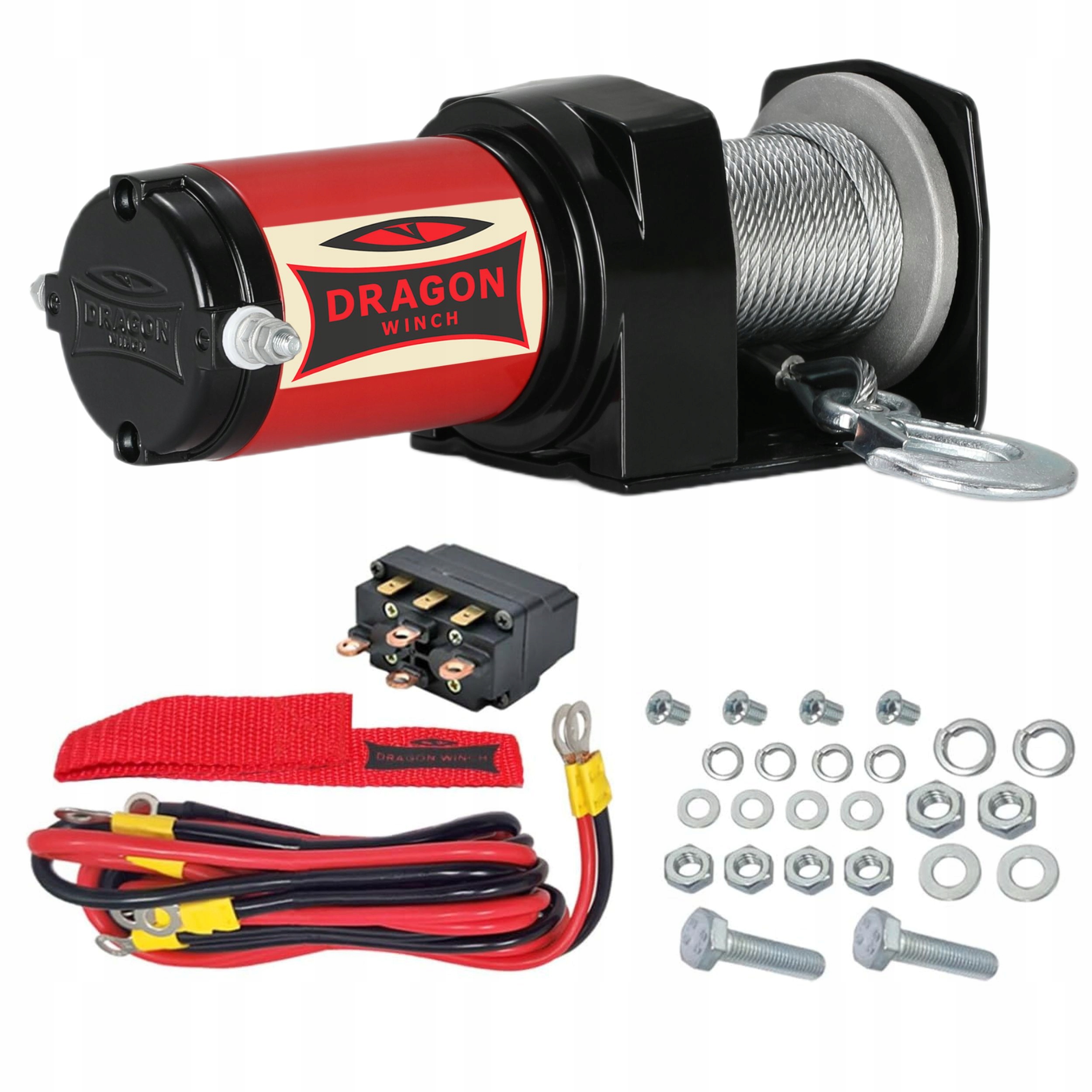 0,9T Dwm 2000 St 10 m 12V Ocelový Naviják II Dragon Winch pro pluh čtyřkolky