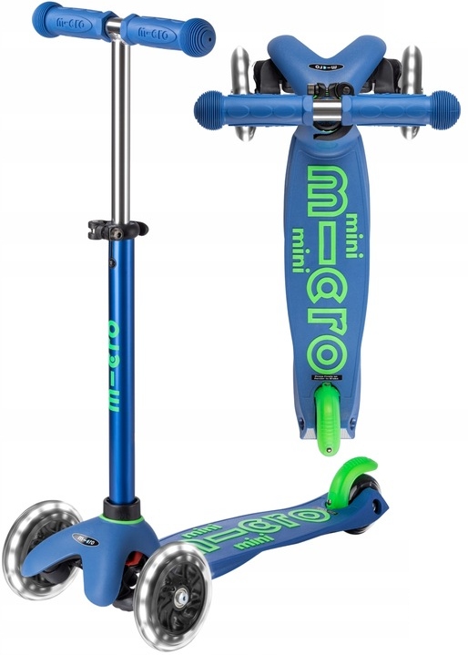 Hulajnoga Mini Micro Deluxe Led Blue MMD175 Trójkołowa Do 35 Kg
