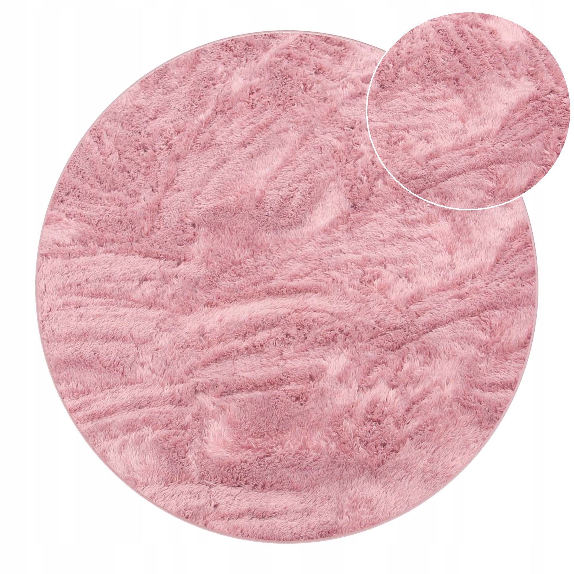 Koberec Kulatý Plyšový Měkký na praní Růžové kolo 80 cm