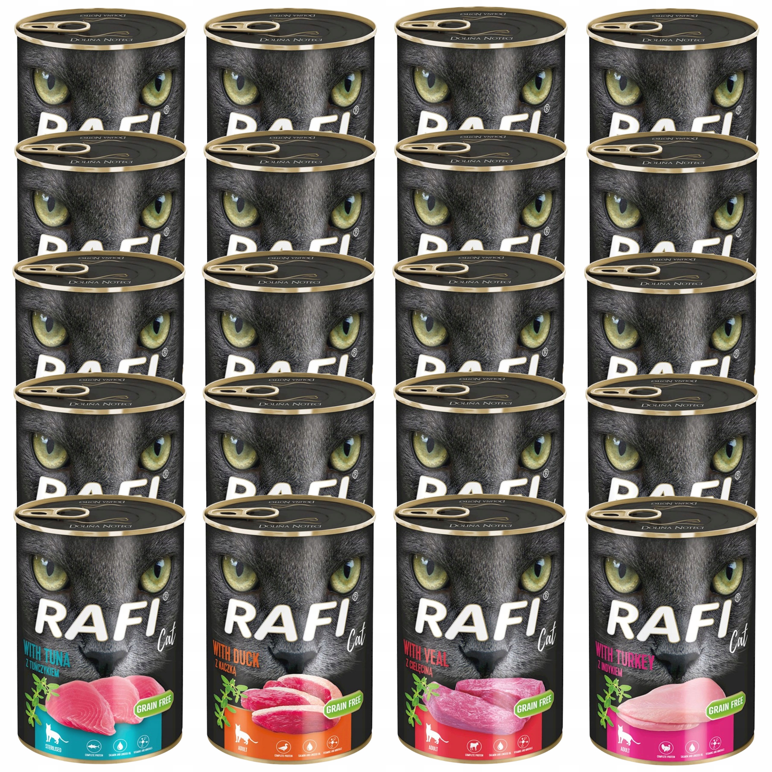 Levně Rafi Dolina Noteci krmivo pro kočky mix chutí 20 x 400 g bez obilovin