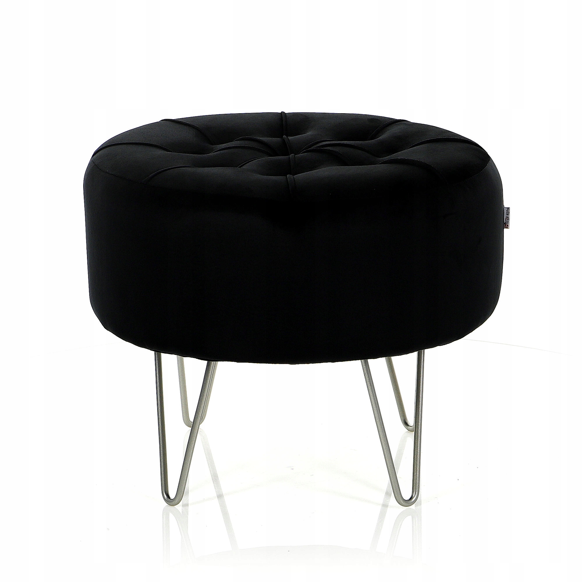 Pufa Welurowa Srebrna Czarna Welur podnóżek 38cm EAN (GTIN) 5907766644101