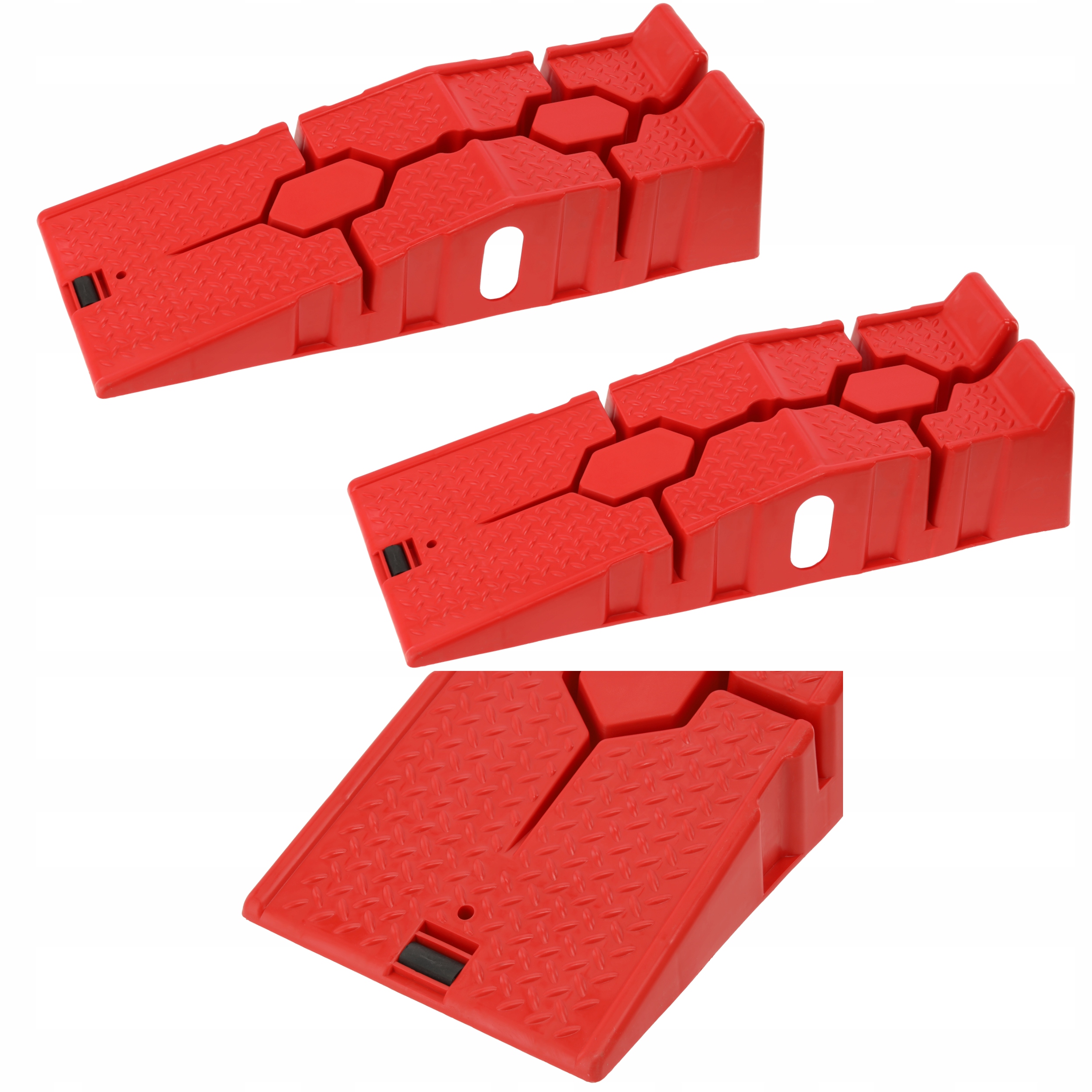 2X Najazdy Samochodowe Podjazdy Rampy Nośność 3T 90CM X 33CM Czerwone Yato