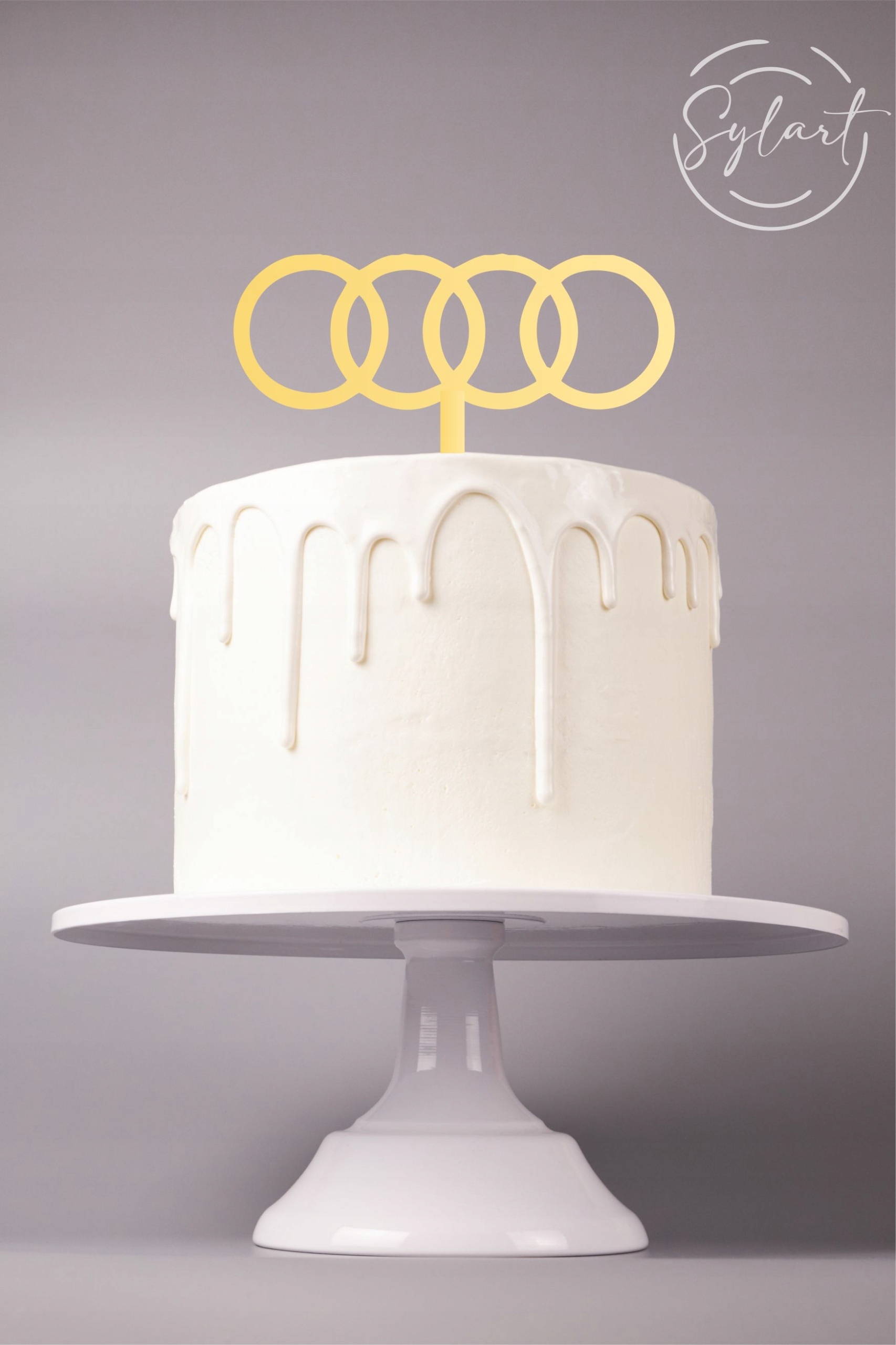 

Topper na tort audi logo lustro plexi złoty