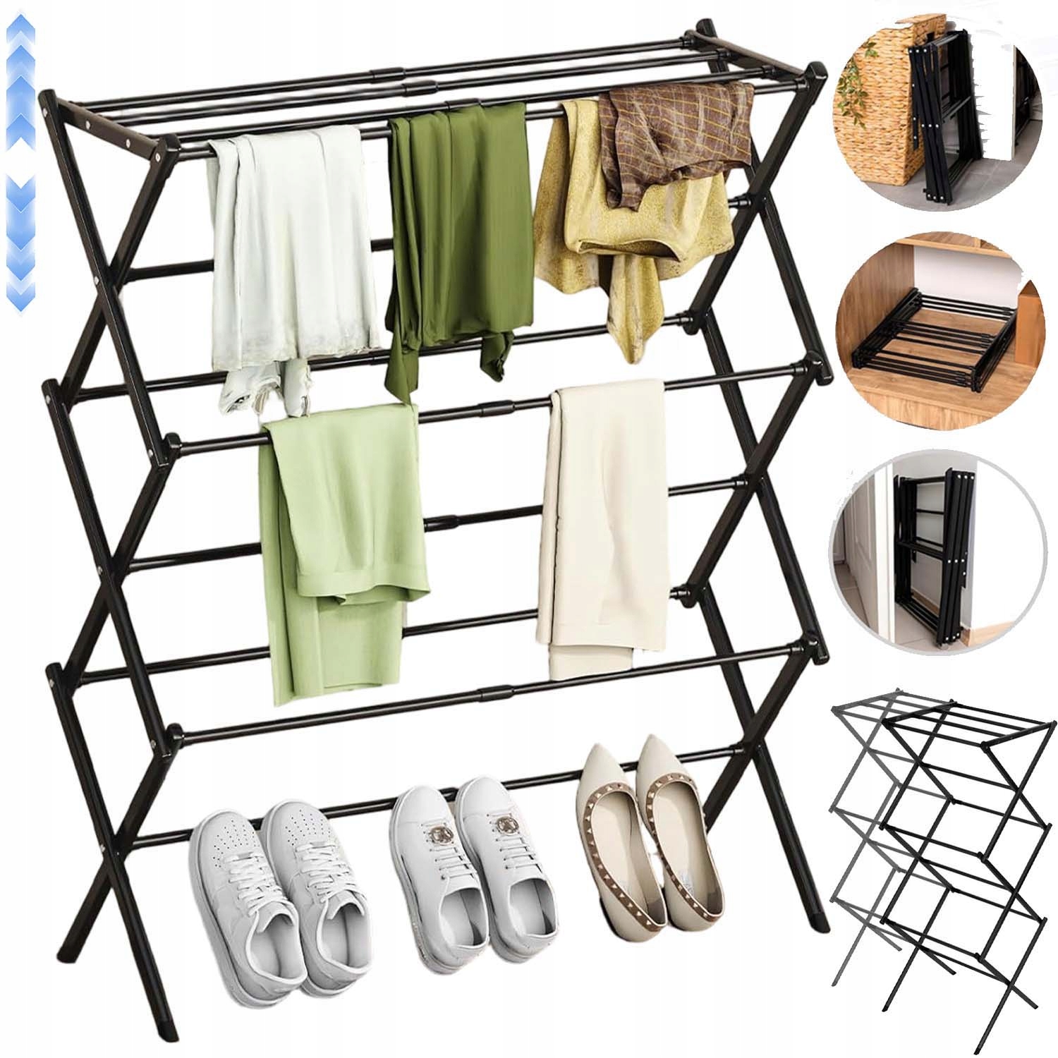 Levně Sušák Na Prádlo Oblečení Spodní Prádlo Vertikální Velká 6 Pater Kovová