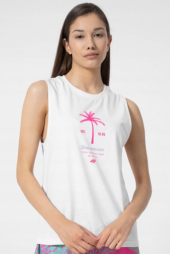 4F BEZRĘKAWNIK DAMSKI SPORTOWY KOSZULKA BAWEŁNIANA Rozmiar XL