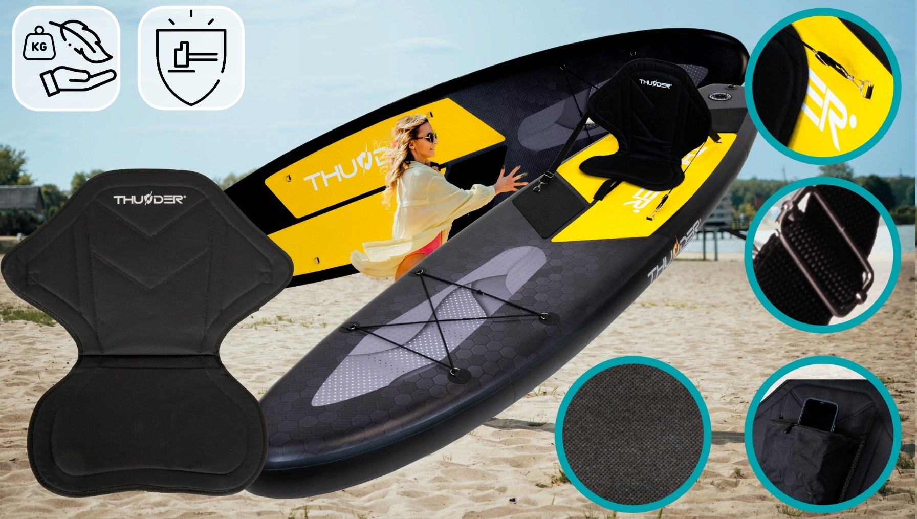 Deska SUP 320CM wyporna nadmuchiwana krzesełko + akcesoria Thunder Marka Thunder