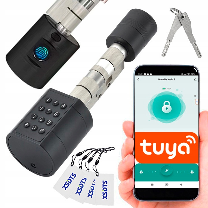 Zamek Elektroniczny Smart Czytnik Linii Papilarnych Kod Pin Karta Rfid Tuya