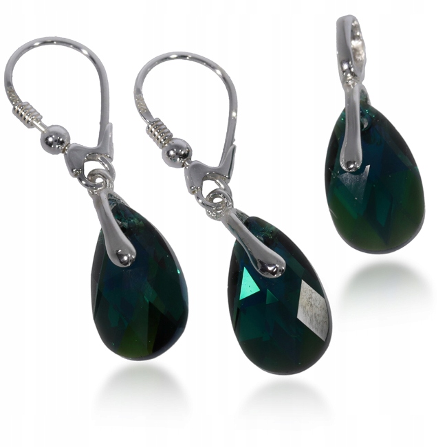 

Swarovski kolczyki i wisiorek Emerald Ab komplet
