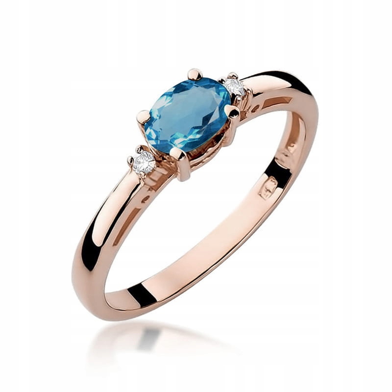 Pierścionek owalny Topaz London Blue 0,50ct różowe złoto