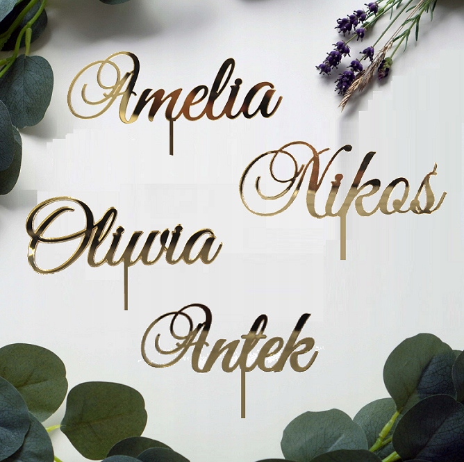 TOPPER na tort ZŁOTY dekoracja DOWOLNE IMIĘ Rodzaj ozdoby waflowe