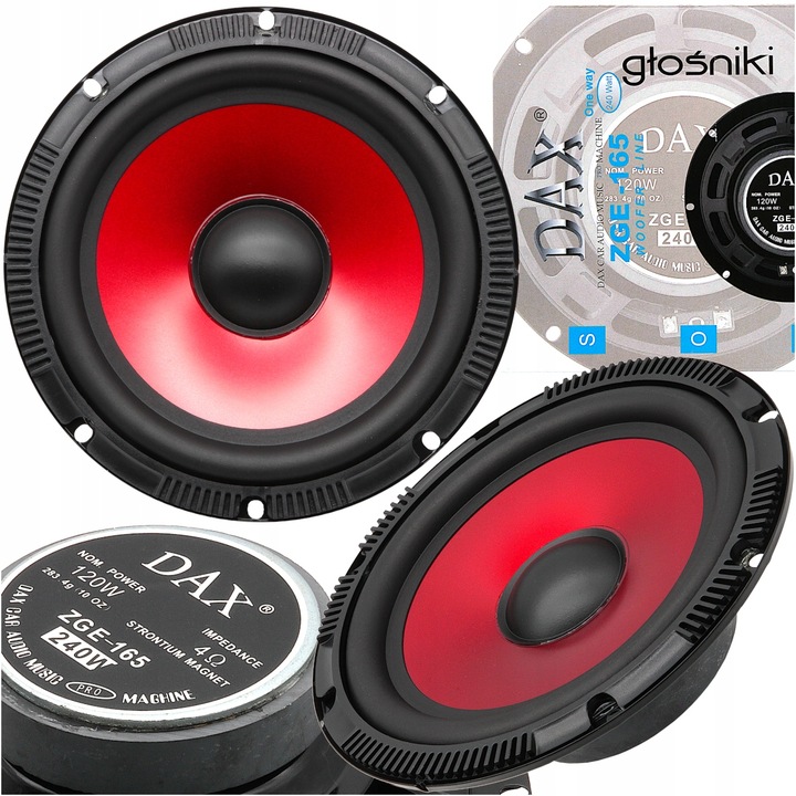 JEDNODROŻNE GŁOŚNIKI SAMOCHODOWE 165 MM 240 W Model 165 MM