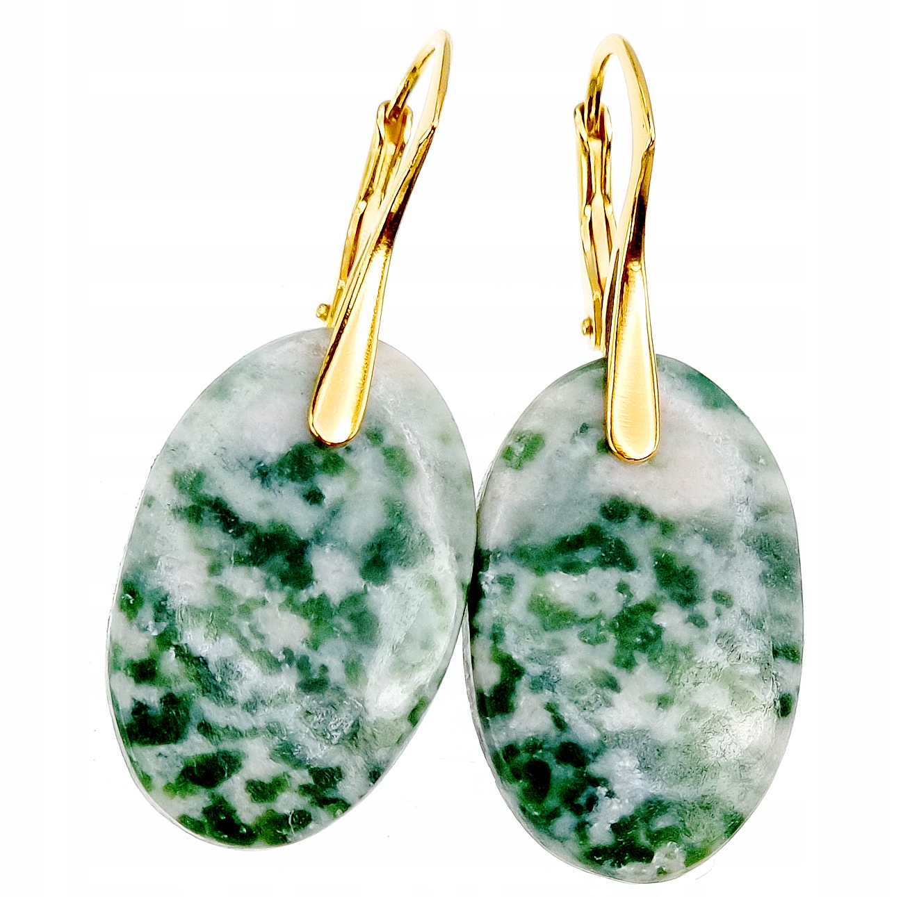 Originální Náušnice z mechového achátu, zlato Stříbro