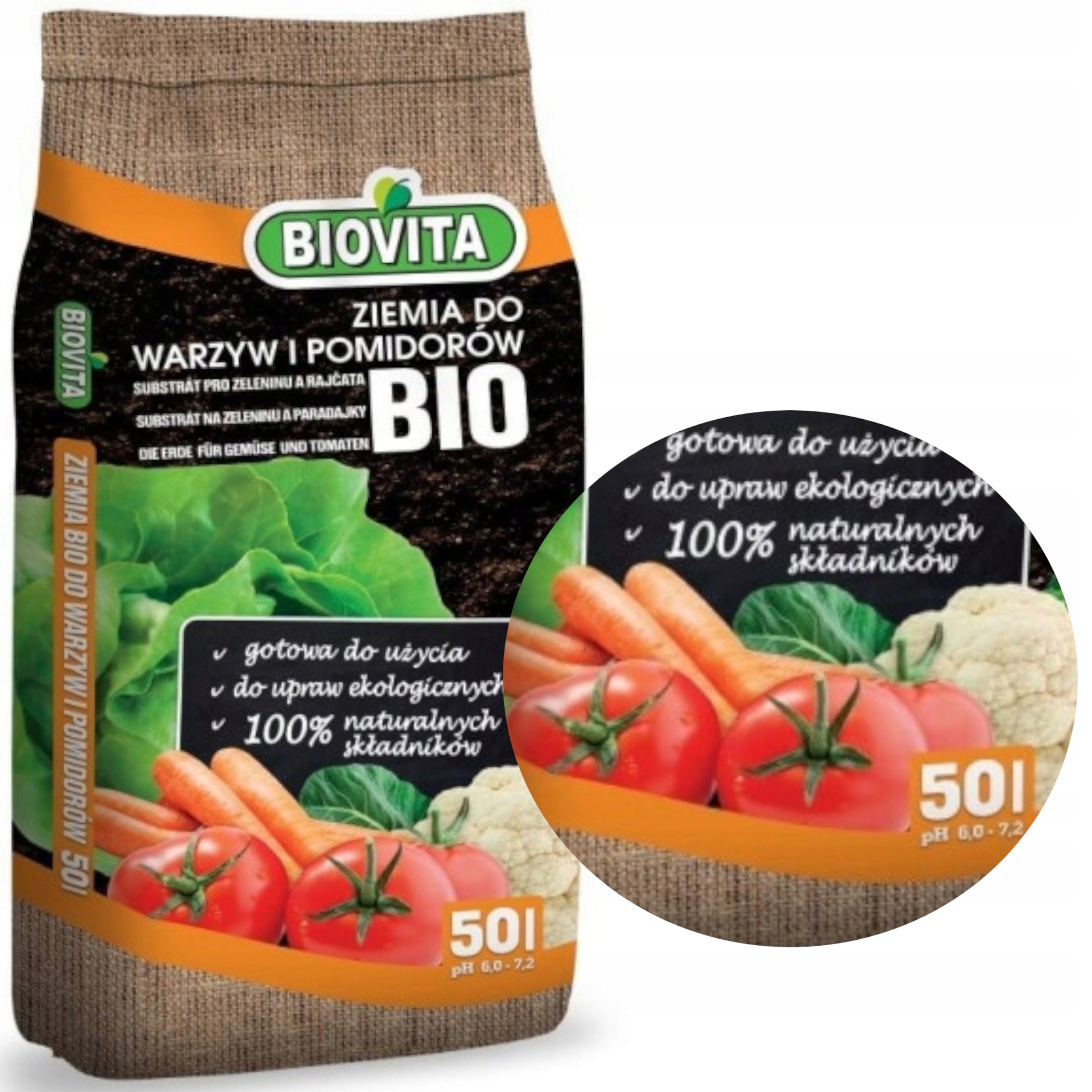 

Podłoże Ziemia Warzywa Pomidory 50l Bio Biovita