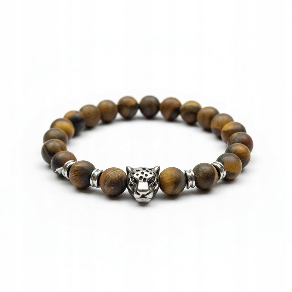 Tygří Oko Matný Náramek Stříbrný Leopard Pro Bojovníka Dobrá Aura