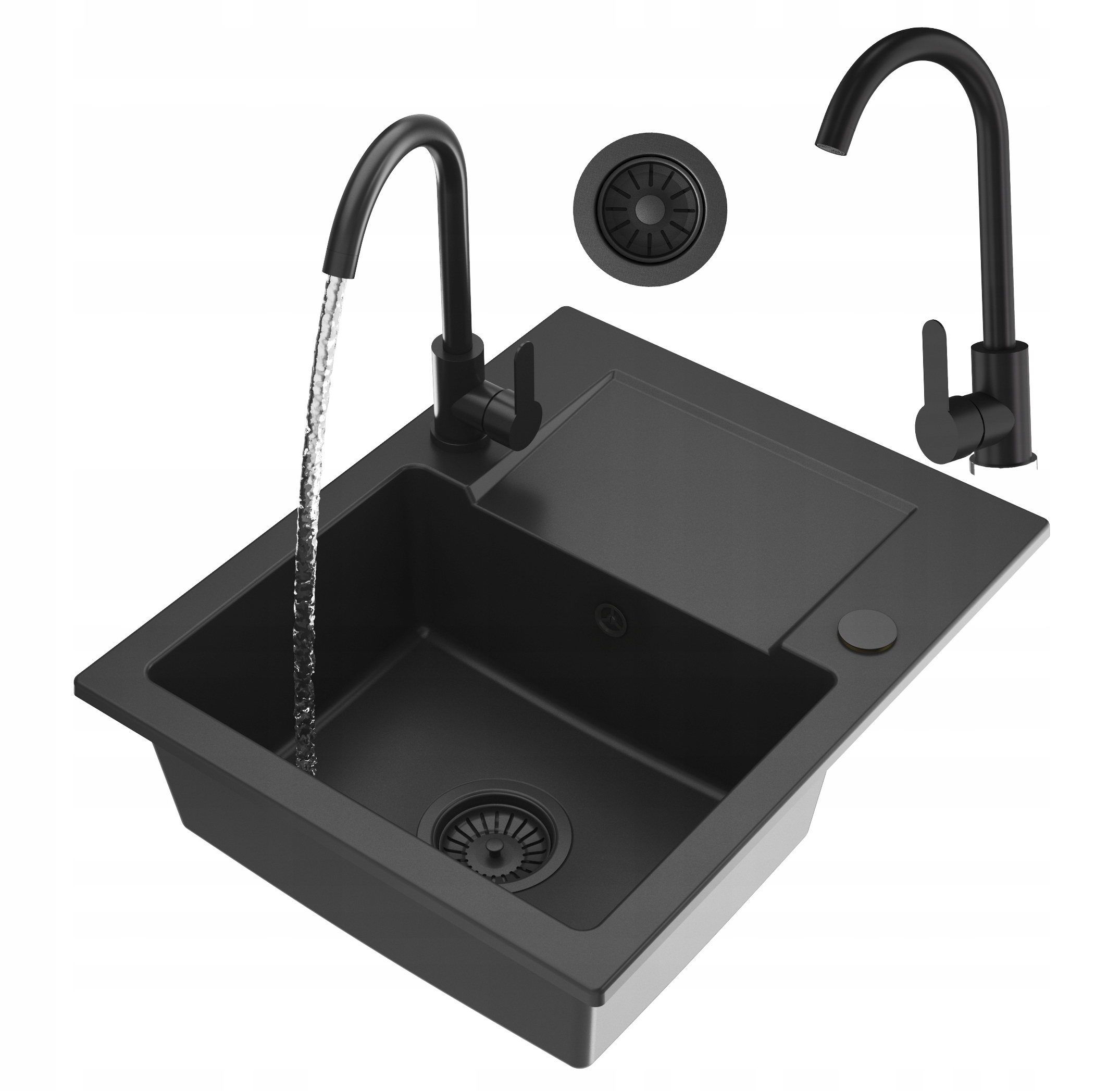 Jednokomorový granitový Drez S Odkvapkávačom Fabro kuchynská batéria