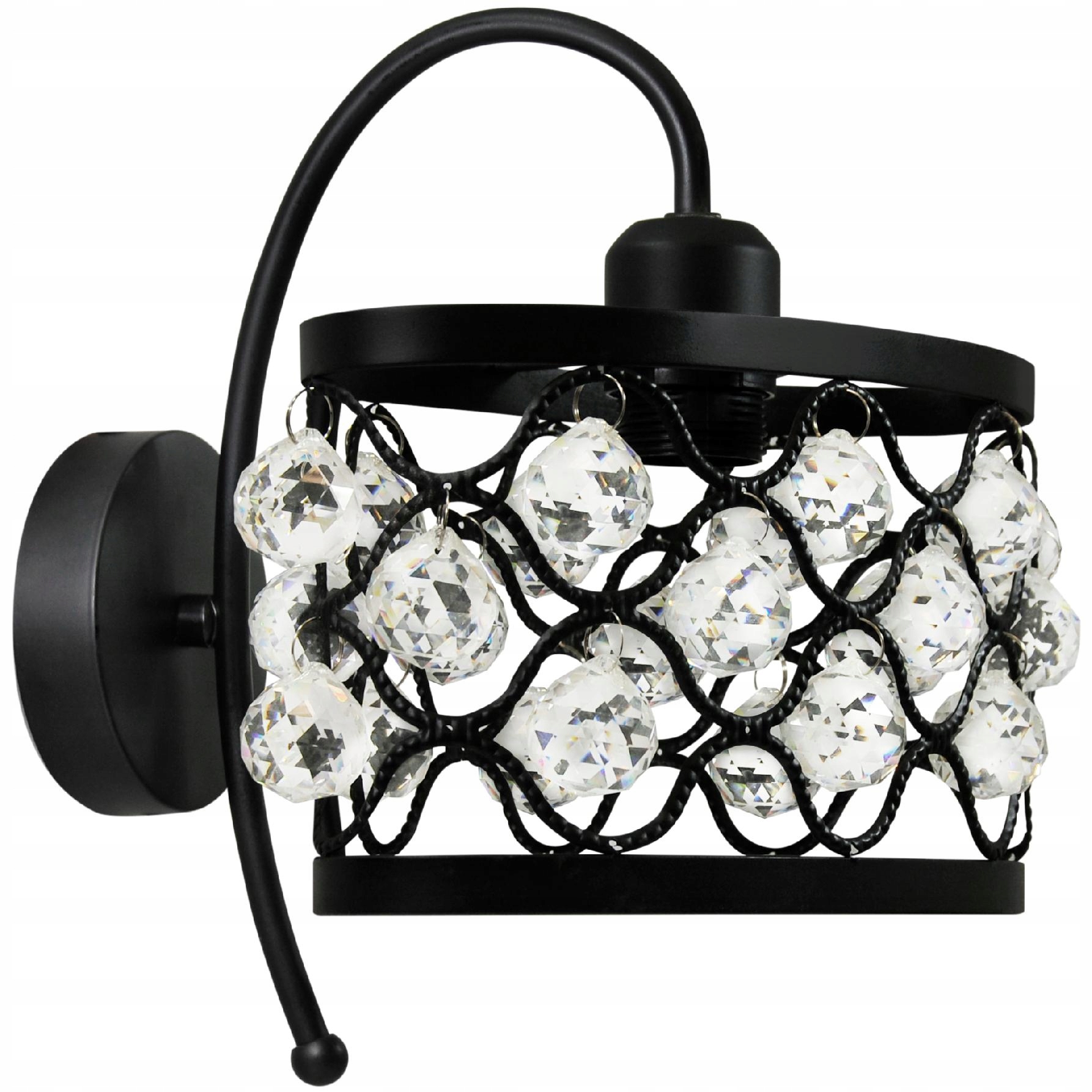 Nástěnná Led lampa Křišťály Glamour Abažur Lustr E27 Černá