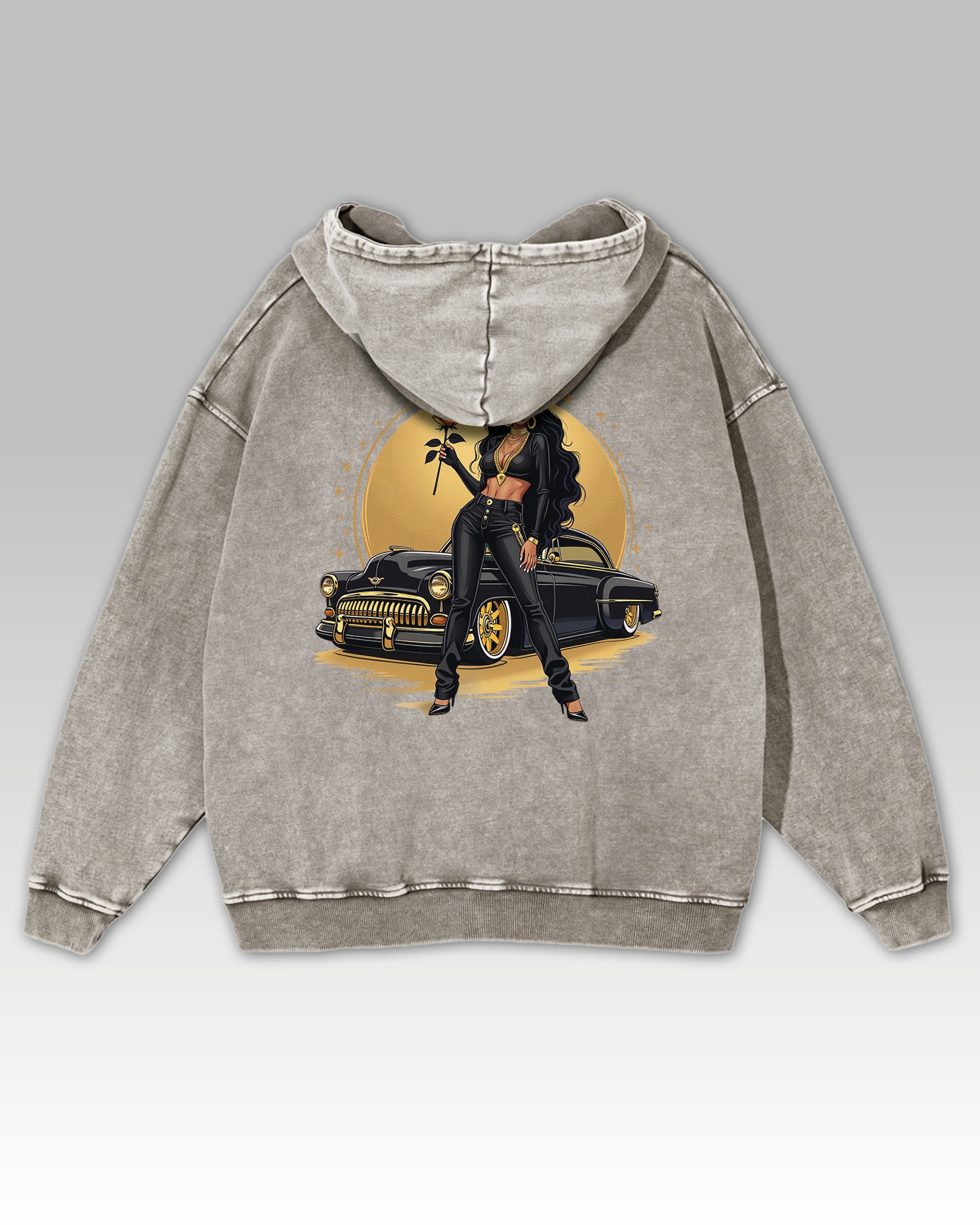 Oversize mikina s kapucí Woman Vintage Car Šedá XL