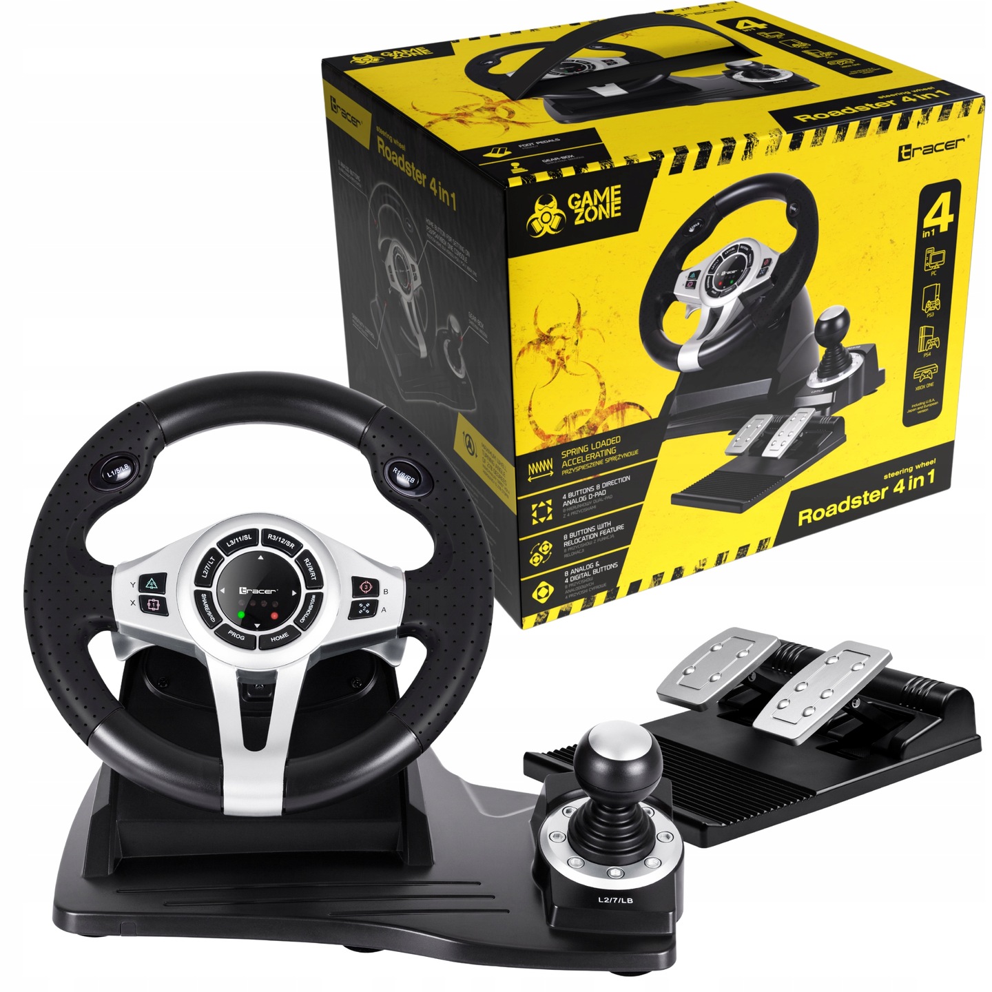 Kierownica Tracer Roadster 4 in 1 PC/PS3/PS4/XBOX One