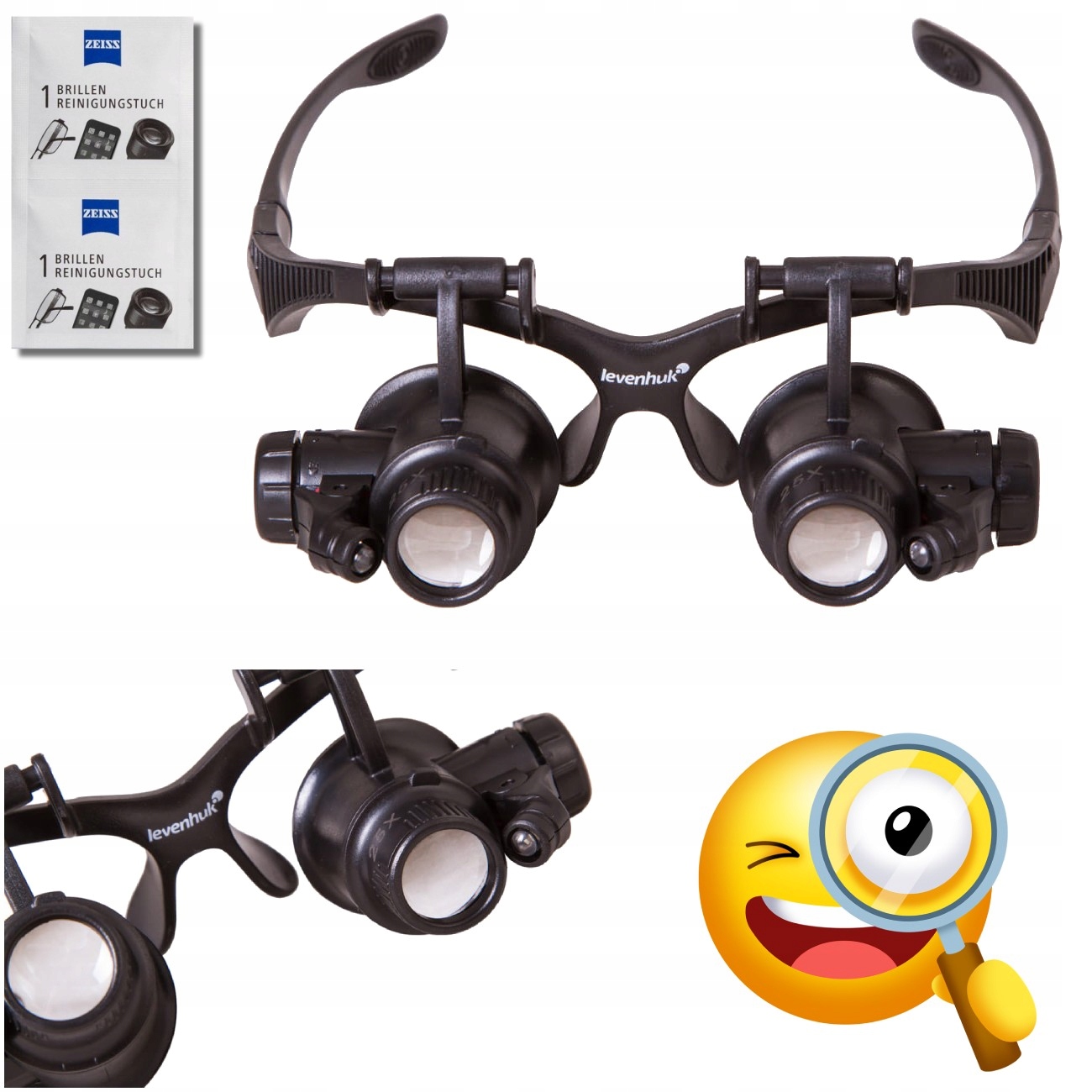 Okulary powiększające 25x z Led, lupa nagłowna, jubilerska Vizor G4