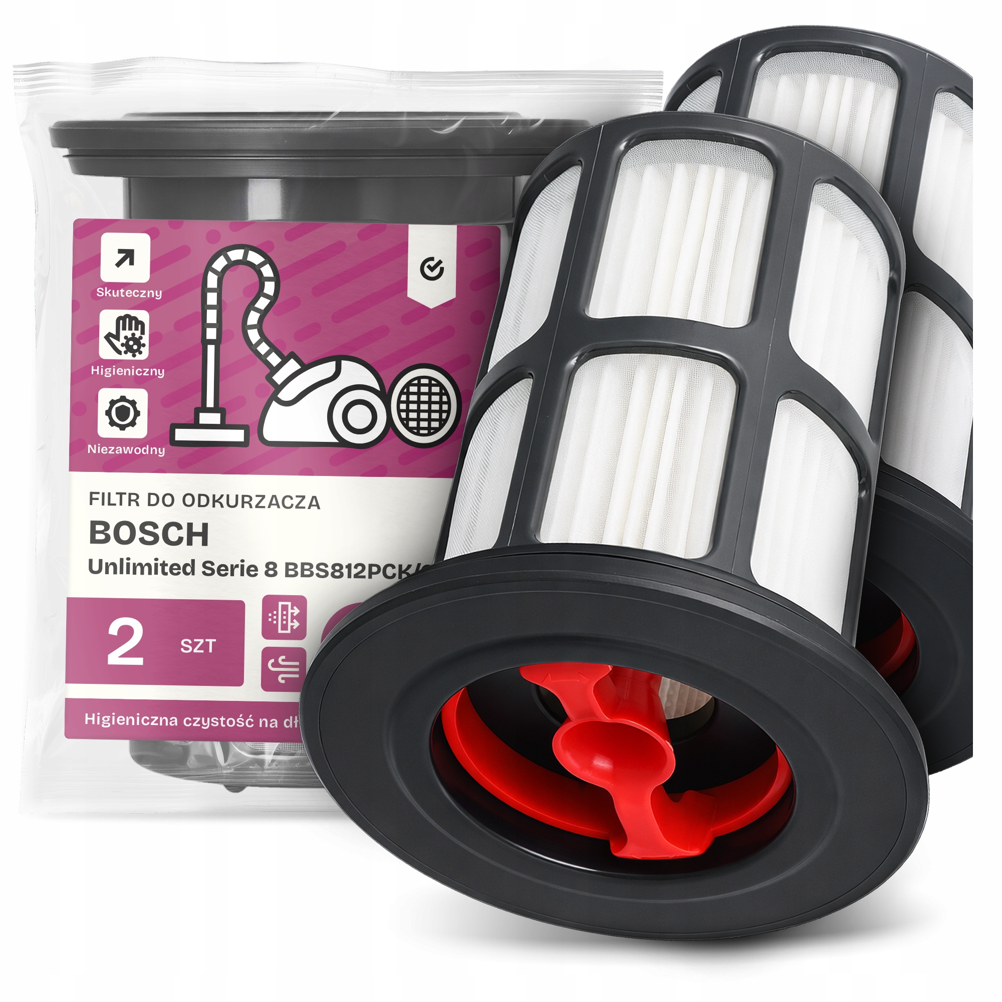 2x Filtr Pro Vysavač Bosch Unlimited Serie 8 BBS812PCK/03 Hepa Filtr Em-w