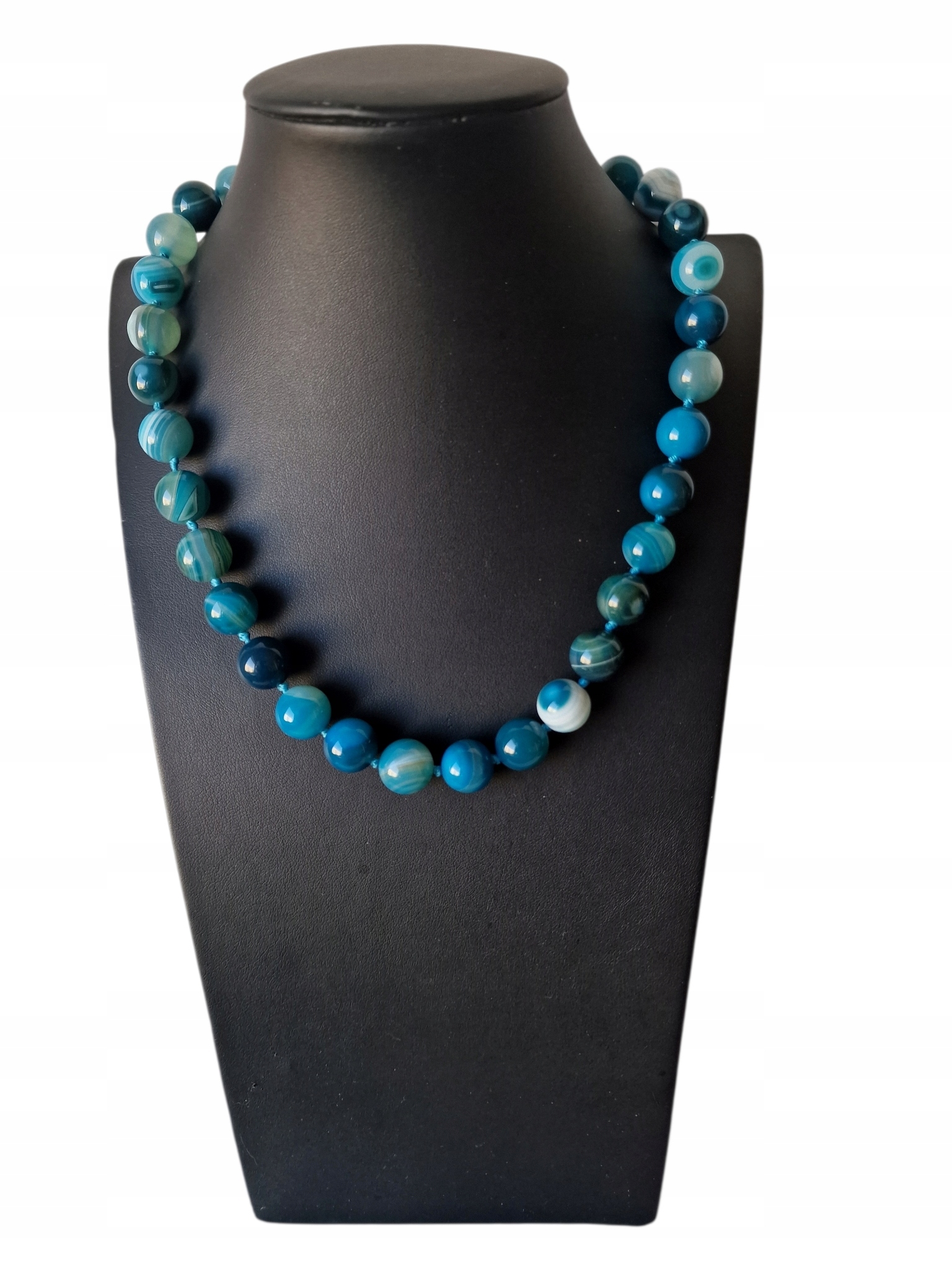 Vintage Přírodní Modrý Achát, Brazilský Náhrdelník, Harmonie, Dobrá Aura