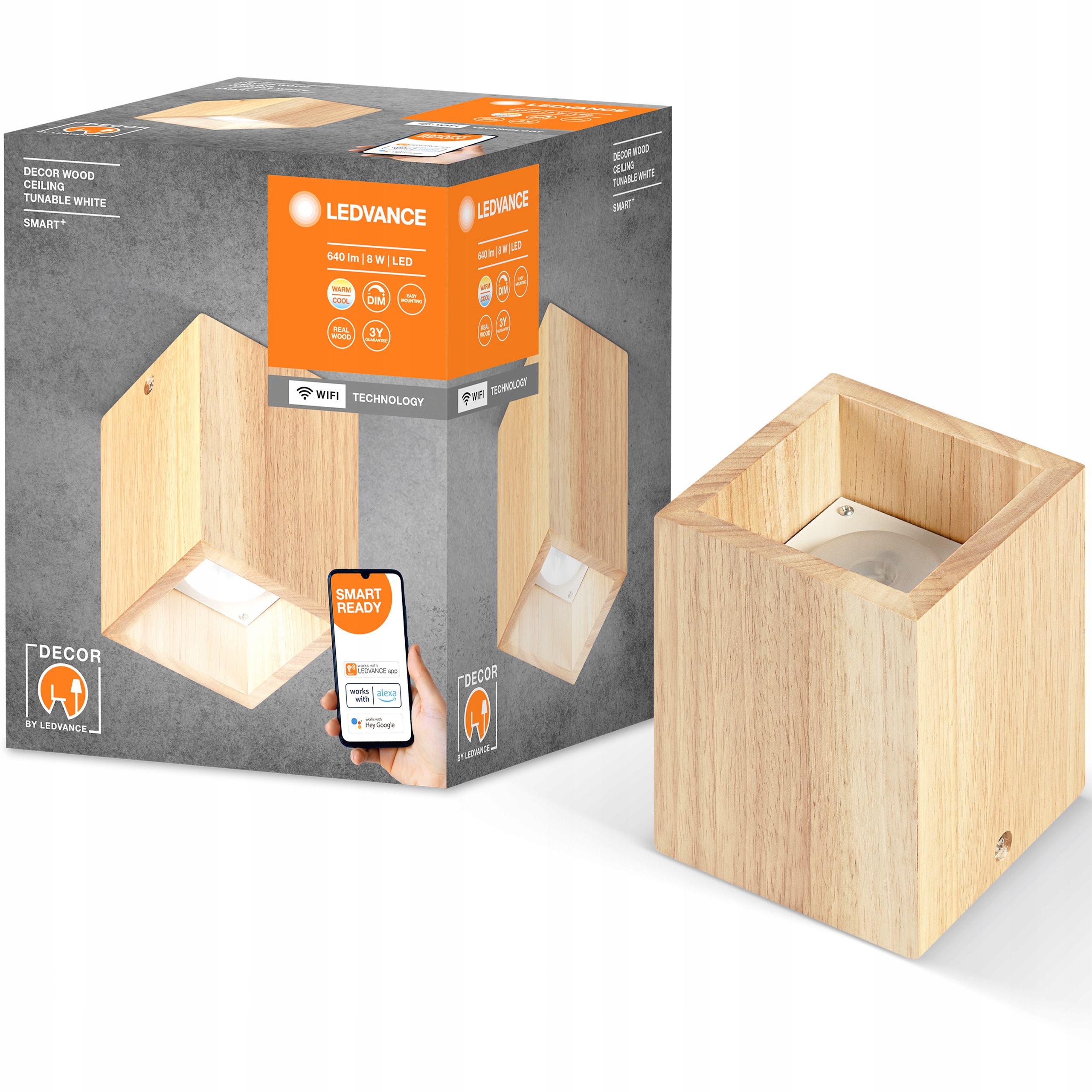 Ledvance Orbis Nástenné svietidlo drevo Smart+ Wifi 100x130