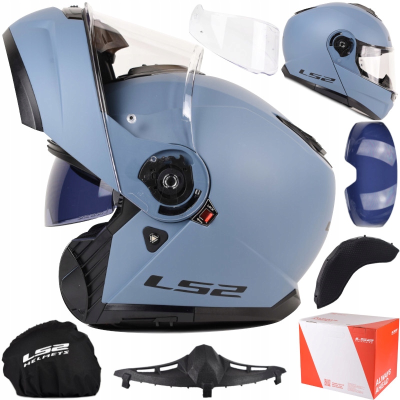 Motocyklová prilba LS2 Strobe II Misty Blue Matt Čeľusťová prilba FF908
