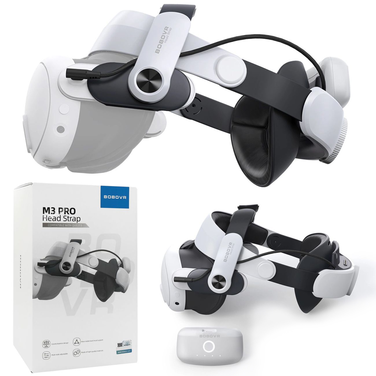 BoboVR M3 Pro Pevný pás pre Oculus Meta Quest 3/3s Head Strap s batériou
