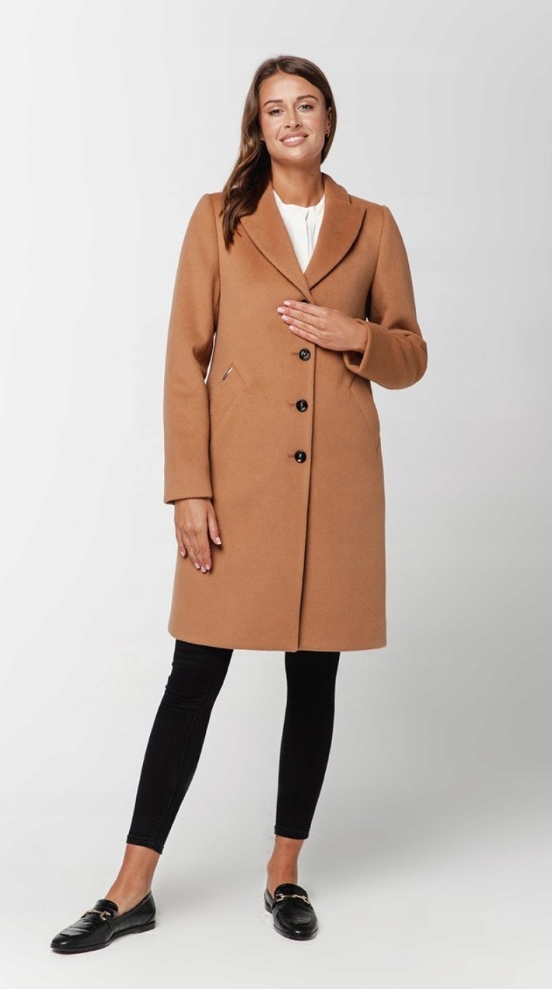 Passero kabát podzimní a zimní klasický bez kapuce Emilia carmel velikost 38