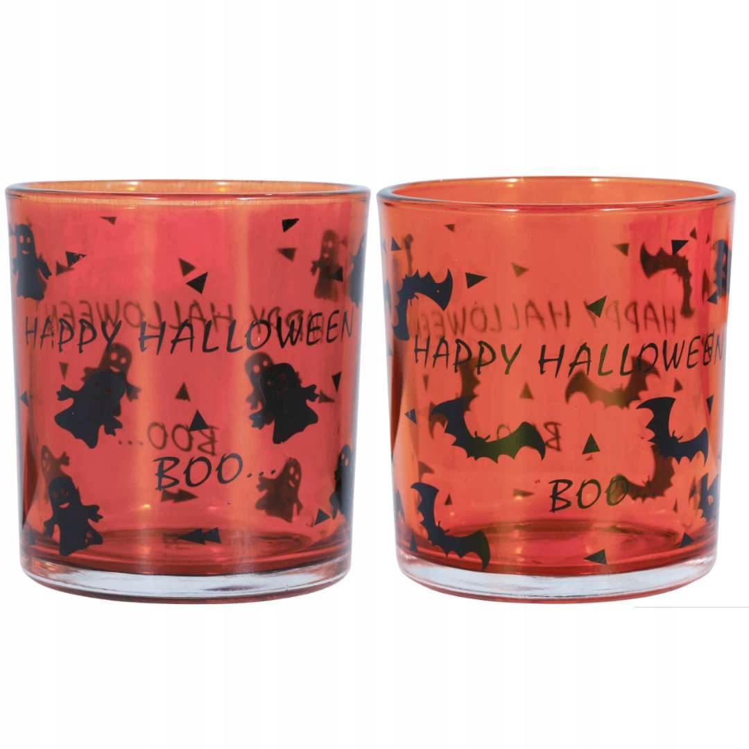 SZKLANKI duchy nietoperze HAPPY HALLOWEEN x2