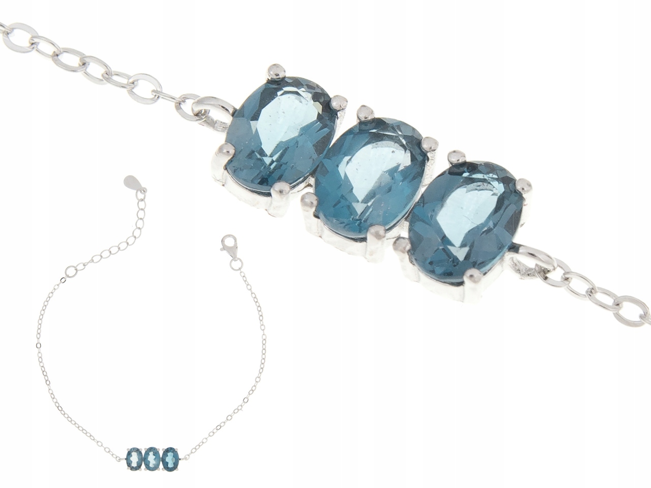 Stříbrný Rhodiovaný Náramek London Blue Topaz Přírodní Dárek