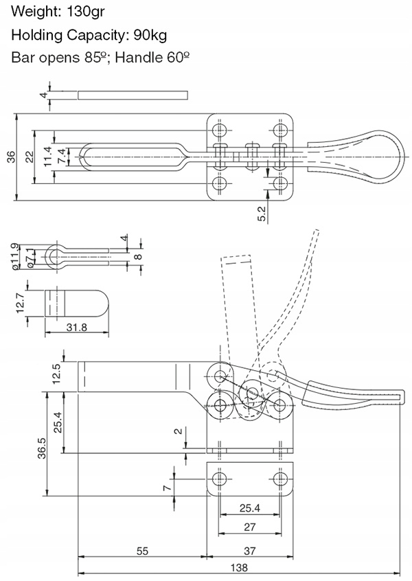 DOCISK ŚCISK ZACISK SZYBKOMOCUJĄCY LD-201B 90kg Marka Reball