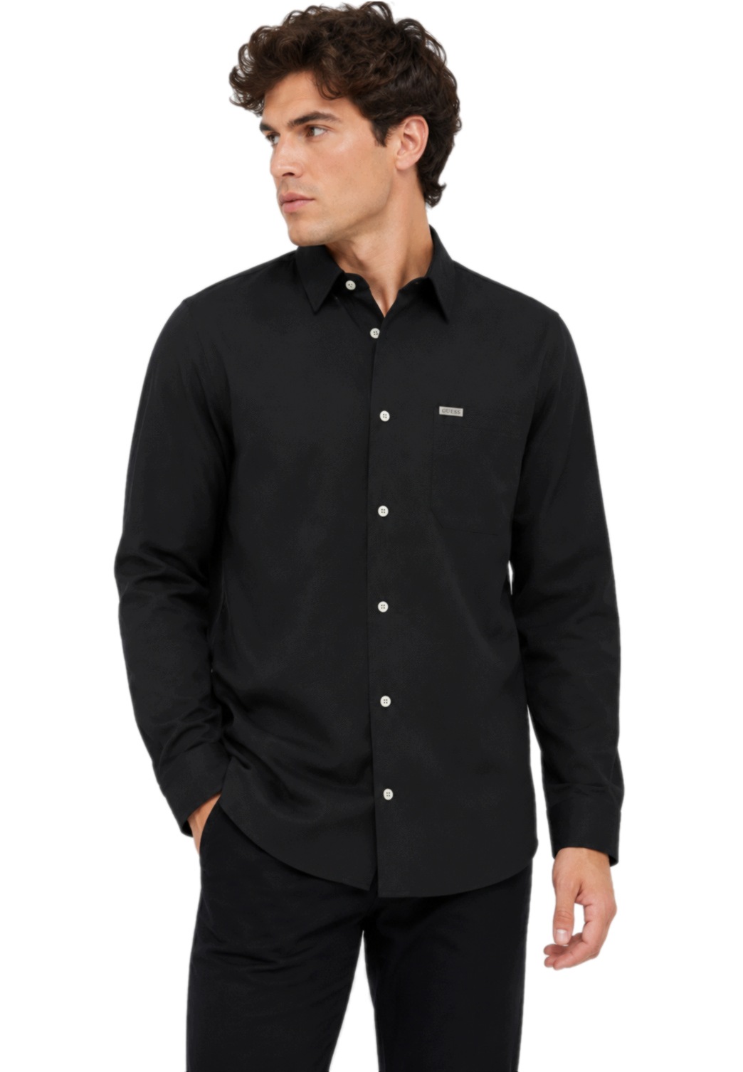 Guess pánská košile černá casual elegantní bavlněná regular stylová L