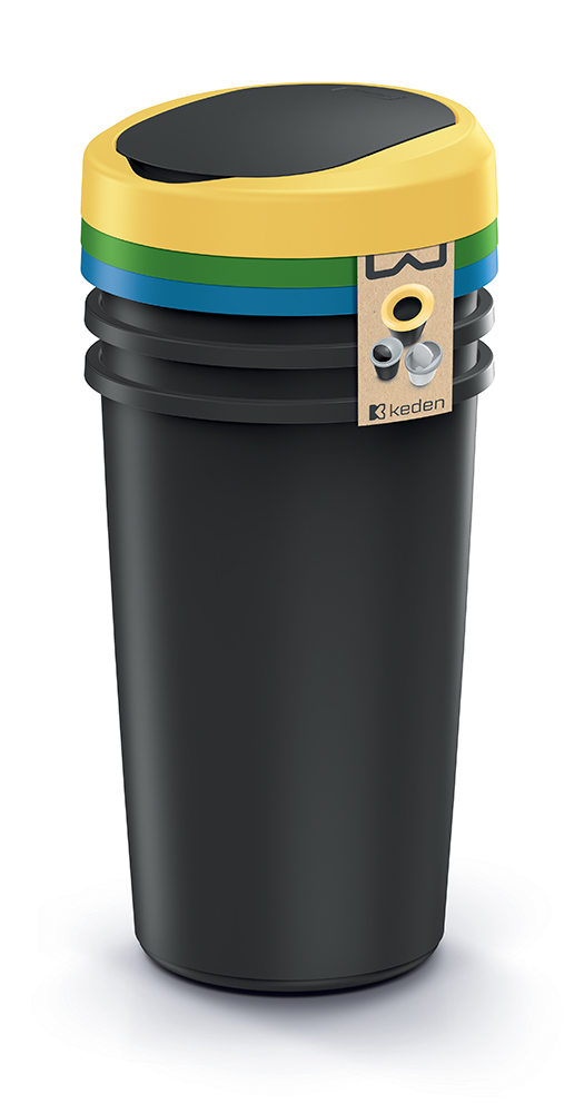 Odpadkový koš Compacta R Flap Set recyklovaný černý, 3x25l
