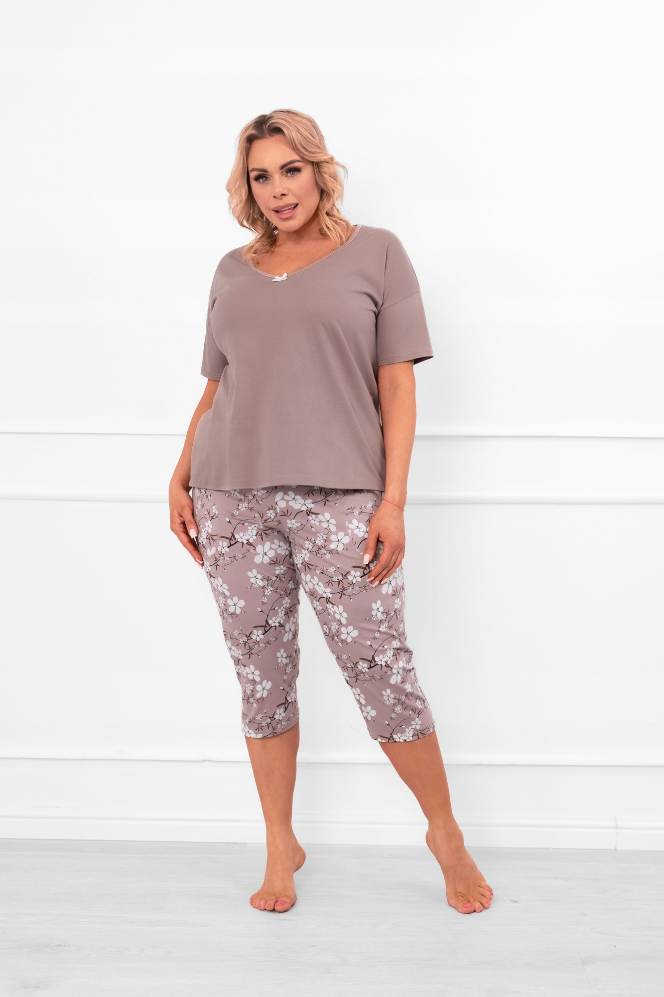 Dámské pyžamo s krátkým rukávem, 3/4 kalhoty Kimuri XXXL Italian Fashion