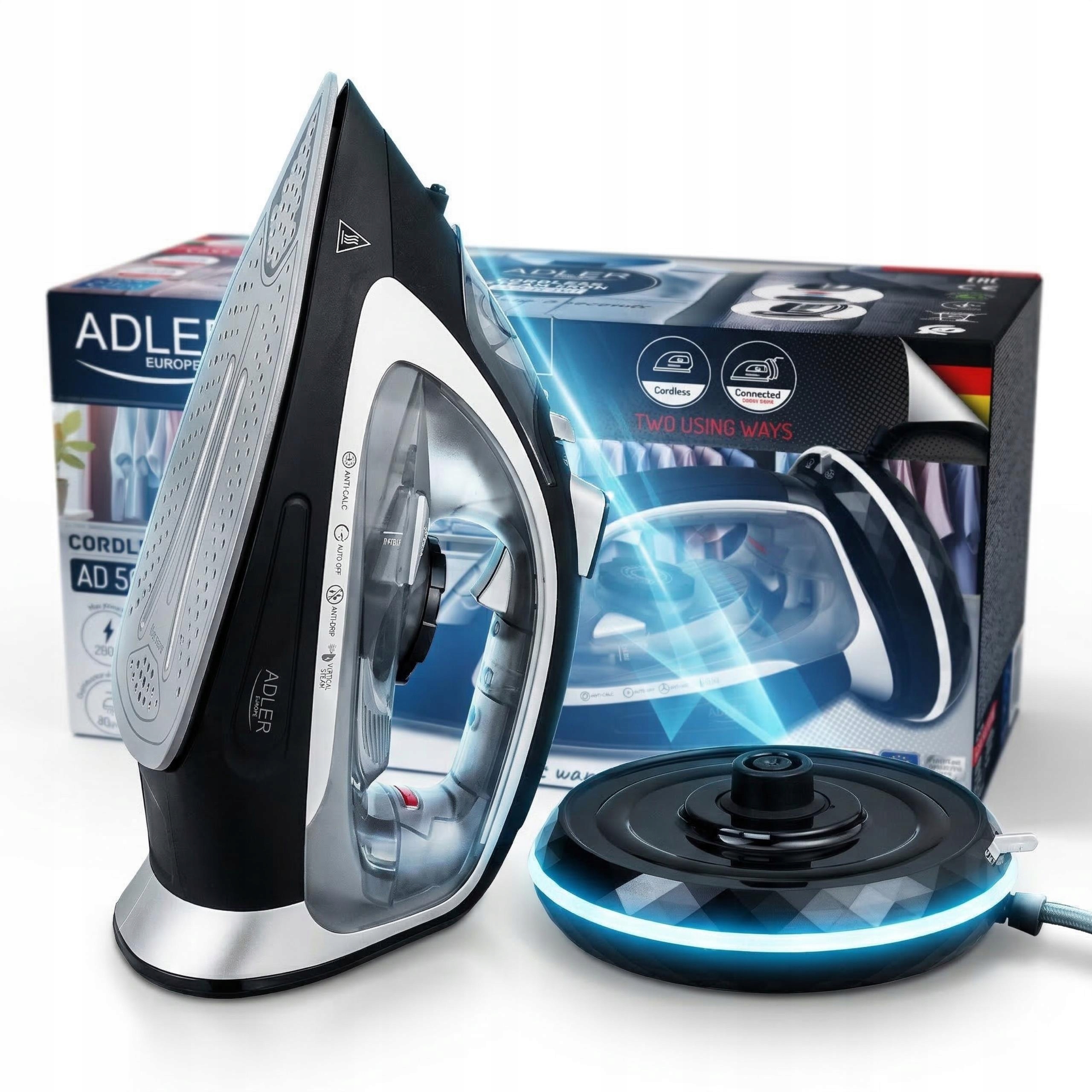 Żelazko Parowe Bezprzewodowe 2w1 Duża Moc 2800W Ceramiczna Stopa Strażak